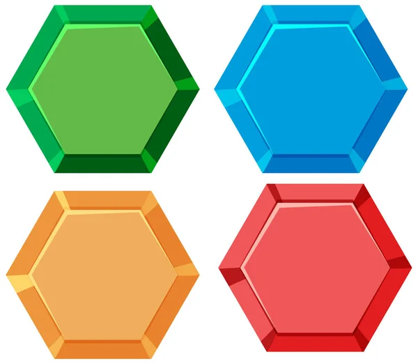 Hexagon shaped icon buttons — Stock Vector